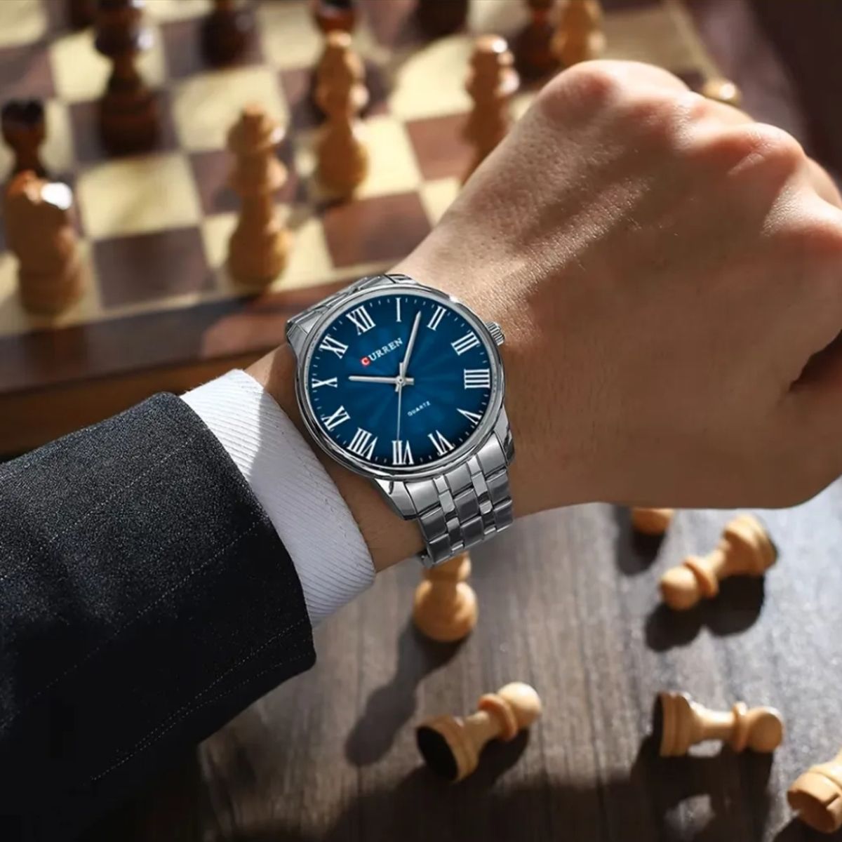 CURREN - Reloj Hombre Plateado Curren St8422 Elegante + Caja