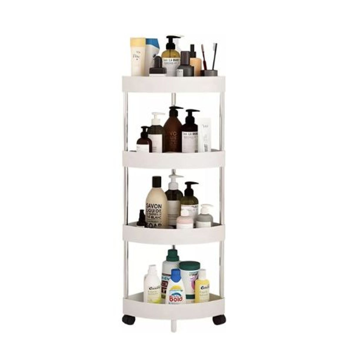 GENERICO - Estante con Rueda de 4 Niveles para Baño Cocina Lavandería, Blanco