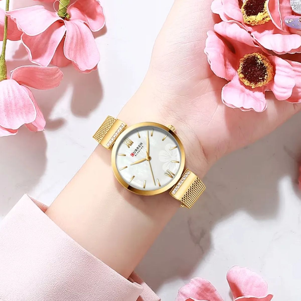 CURREN - Reloj Mujer Curren 9067 Dorado Elegante + Caja