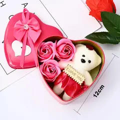 ANGELES DEL HOGAR - Corazón De Regalo Con Osito Rosas Regalo Dia De Amor