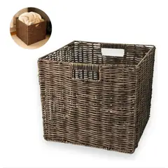 OKAY - Canasto Decorativo Mimbre Plegable Con Asas Marrón