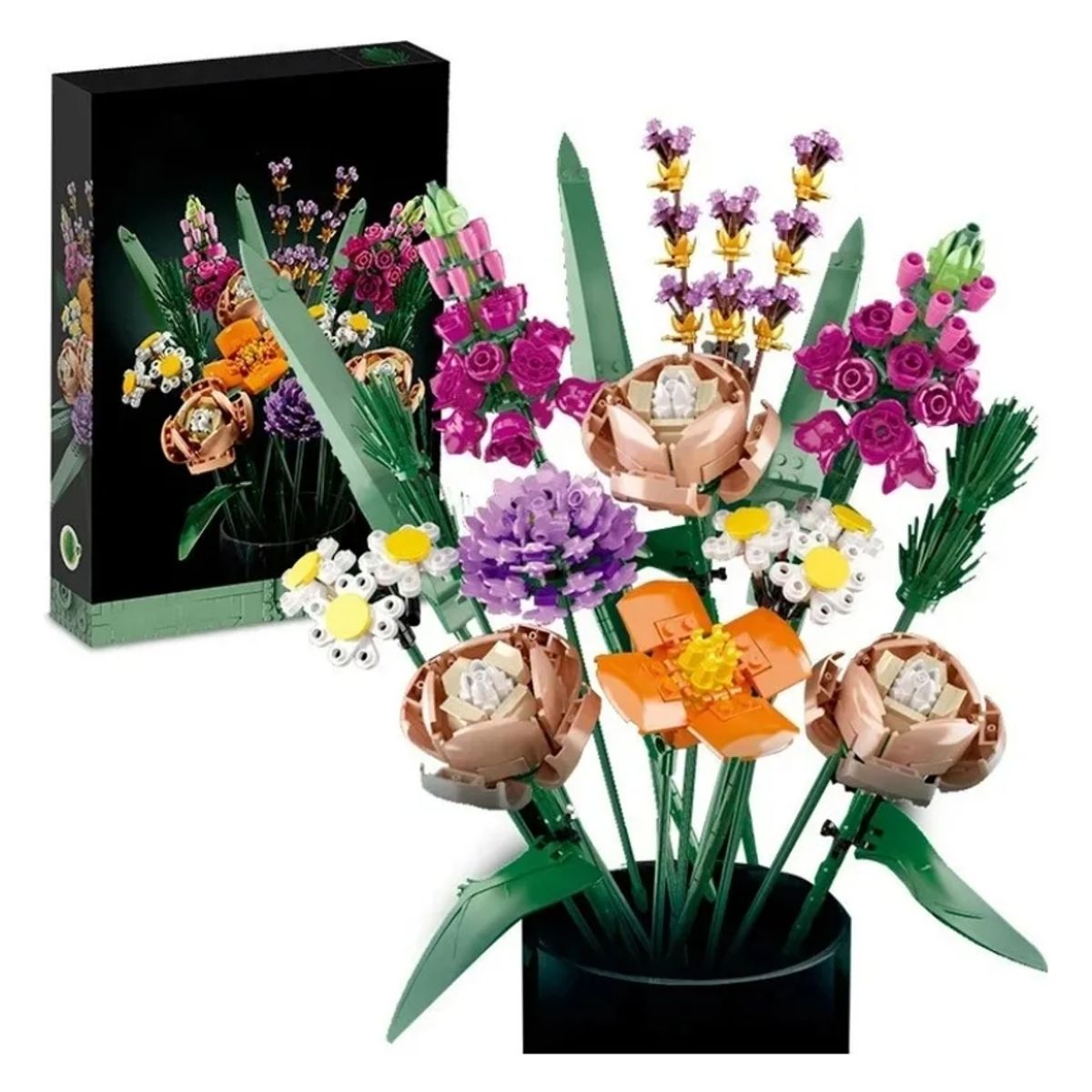 GENERICO - Decorativo Ramo De Flores Mini Bloques Construcción