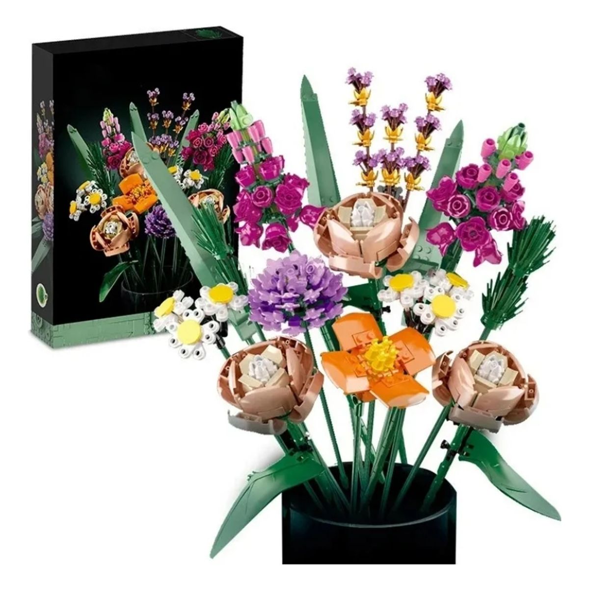 GENERICO - Decorativo Ramo De Flores Mini Bloques Construcción