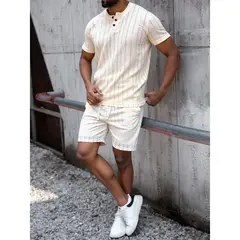 LIKE SHOP - Conjunto Hombre Short y Polera Texturado Tendencia Botones 6263