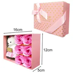 ANGELES DEL HOGAR - Caja De Regalo Para Mujer Flores Artificiales Y Osito