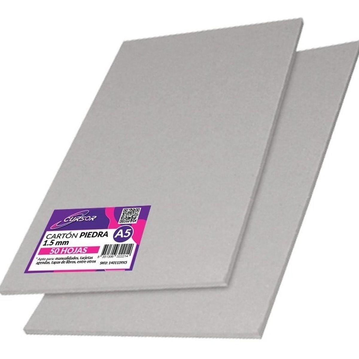 CURSOR - Carton Piedra Gris 15mm A5 14821cm Agenda Cuaderno 50h