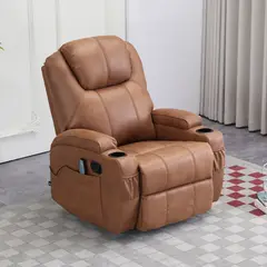 WDS HOME - Sillón Bergere Reclinable con Masaje y Calor Eléctrico, Tela Camel. Lhasa