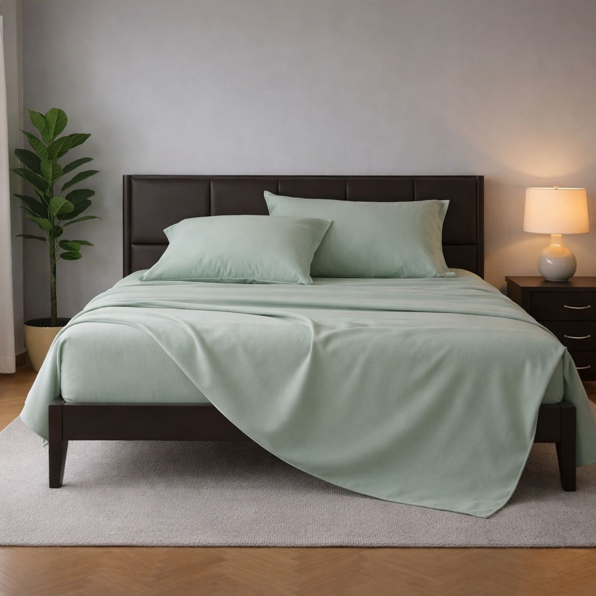 ARMONIA - Sábanas Algodón Verde Claro 800 Hilos Super King