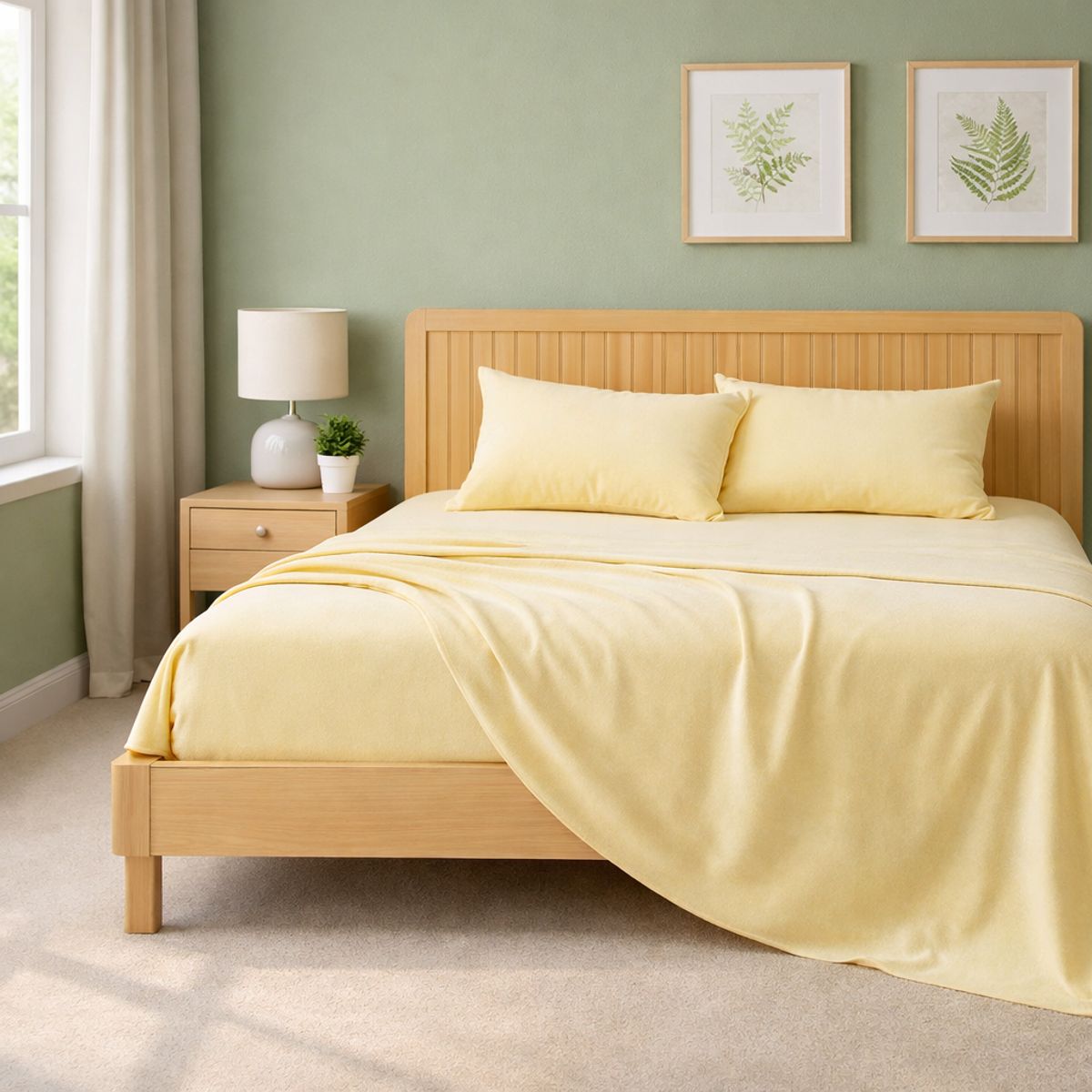 ARMONIA - Sábanas 800 Hilos Amarillo Super King de Algodón