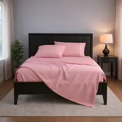ARMONIA - Sábanas Rosa Liso 800 Hilos Super King Delicado