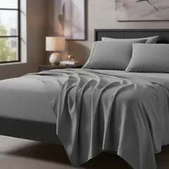 ARMONIA - Sábanas 800 Hilos Super King Gris Liso Elegante