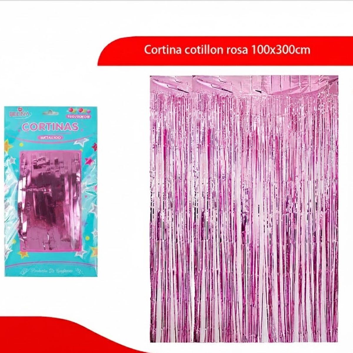 GENERICO - Cortina Cotillon Rosa 100x300cm