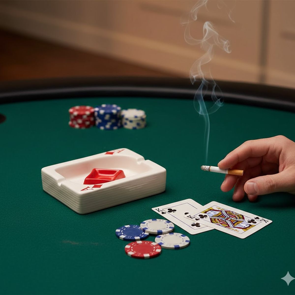 GENERICO - CENICERO DE CERAMICA PREMIUN CON DISEÑO DE NAIPES AS DE DIAMANTE HMY