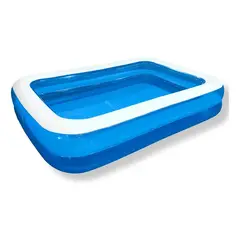 GENERICO - Piscina Inflable Rectangular Familiar 305x183x50 Cm Azul Y Blanco Resistente Guiza