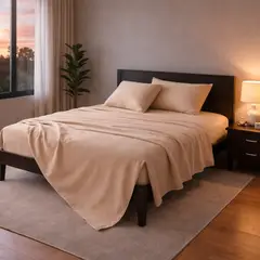 ARMONIA - Juego de Sábanas Super King Beige 800 Hilos Algodón