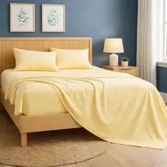 ARMONIA - Sábanas Super King Amarillo 800 Hilos Algodón