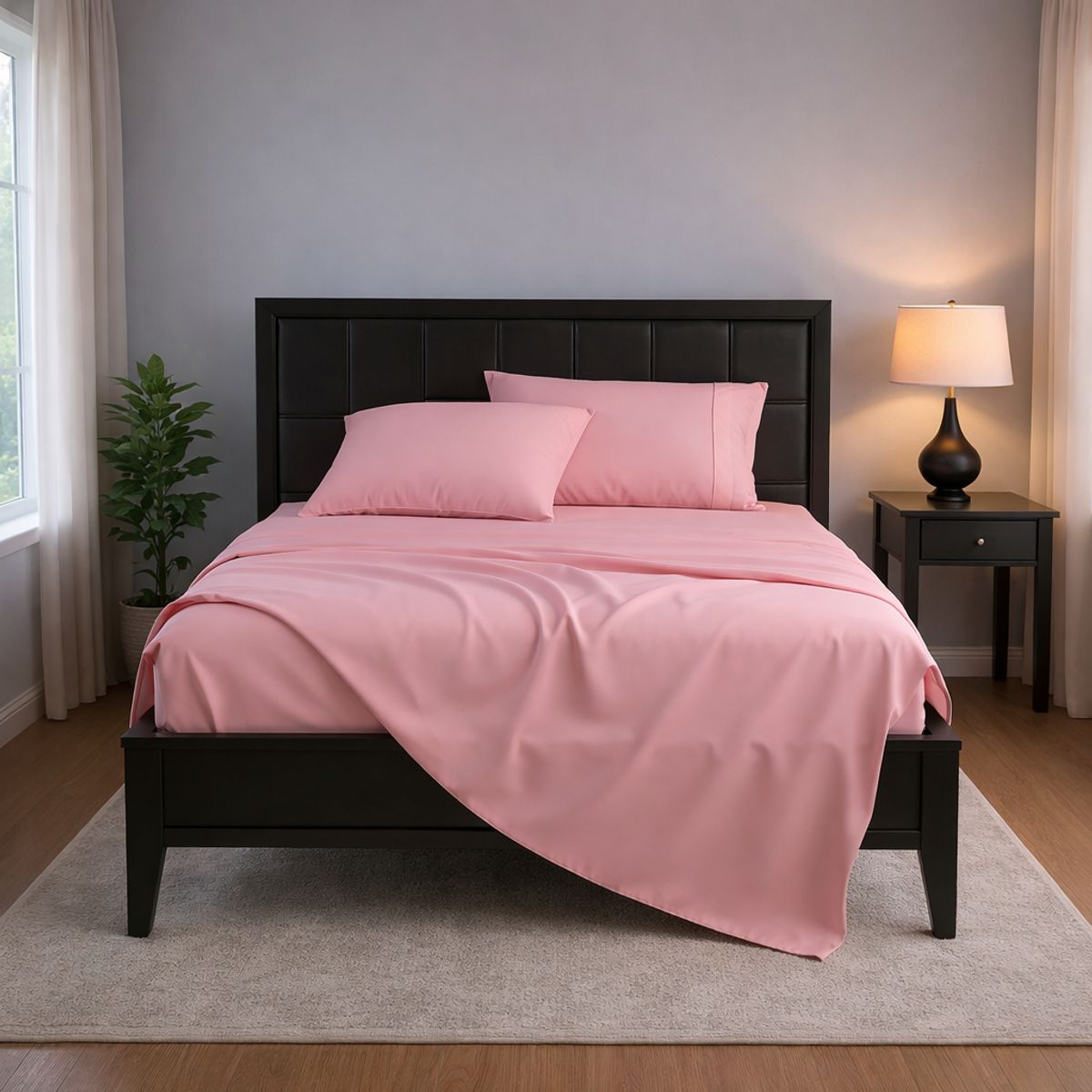 ARMONIA - Sábanas Rosa Liso 800 Hilos Super King Delicado