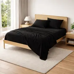 ARMONIA - Juego de Sábanas 800 Hilos Negro Super King Elegante