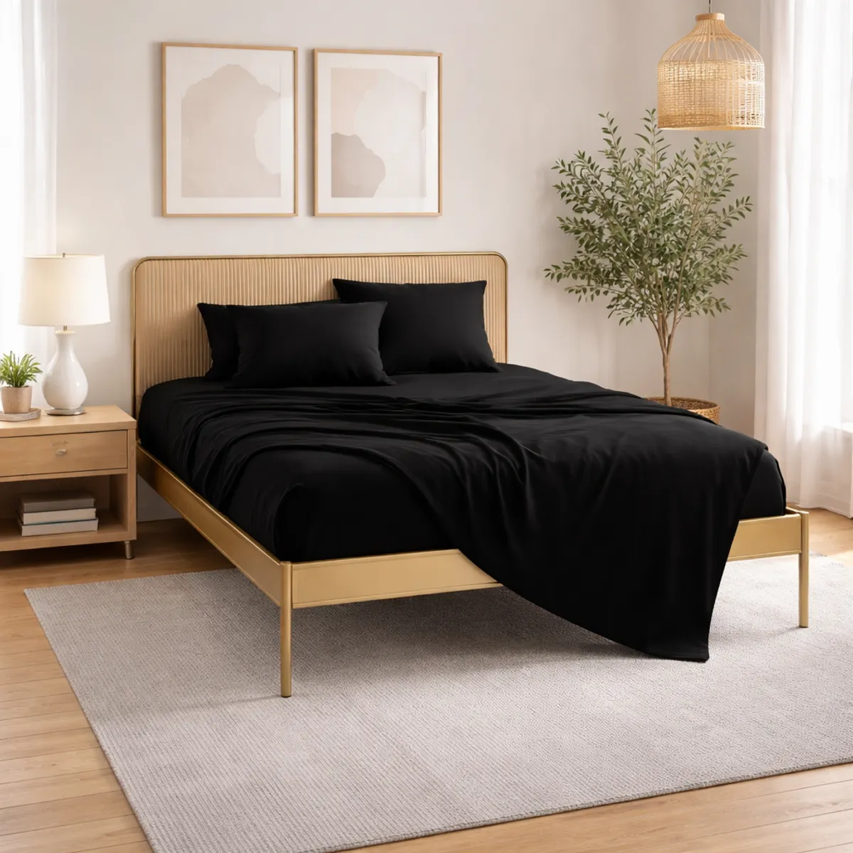 ARMONIA - Set de Sábanas Negro 800 Hilos Super King