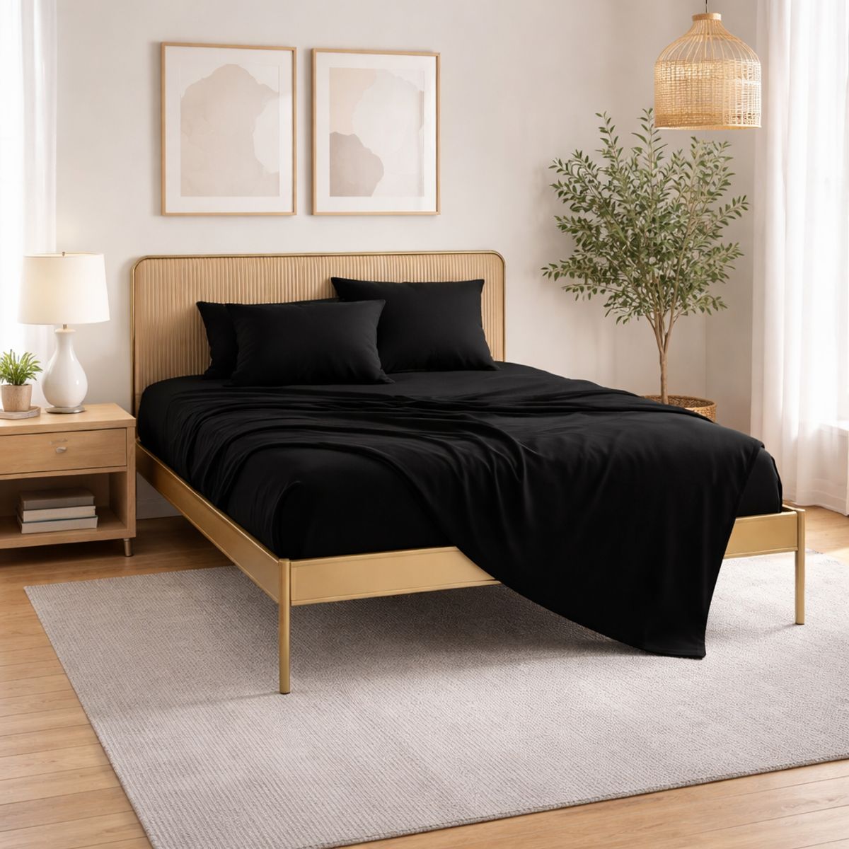 ARMONIA - Set de Sábanas Negro 800 Hilos Super King
