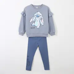 DISNEY - Conjunto de Buzo Niña Lilo & Stitch Smile Celeste