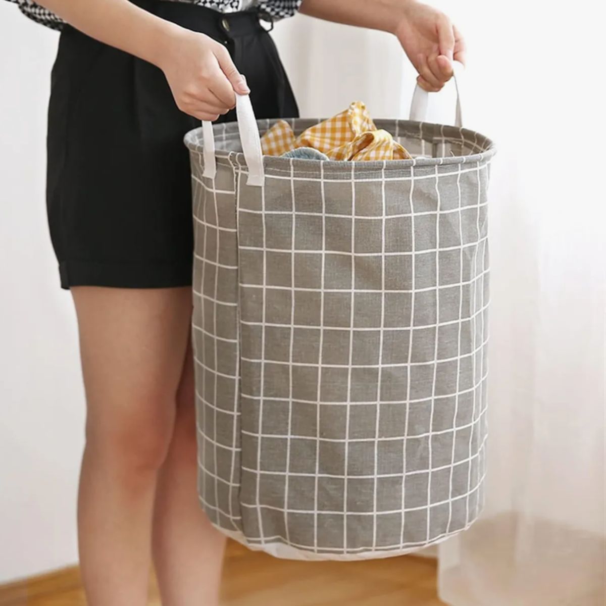 OKAY - Cesto Ropa Sucia Caja Redonda Organizador Canasto Plegable