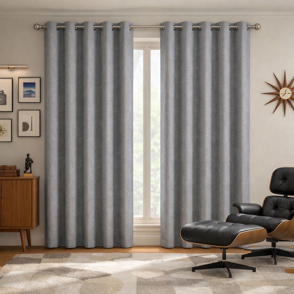 ARMONIA - Cortina Blackout Forro Blanco Gris 2 Paños N°108