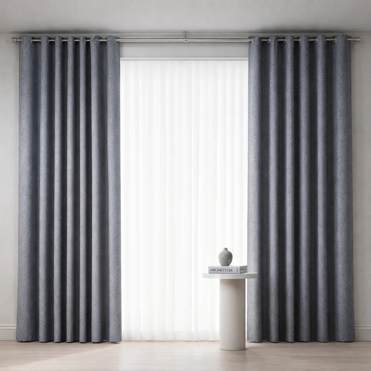 ARMONIA - Cortina Decorativa Gris Oscuro Blackout Forro Negro N°102