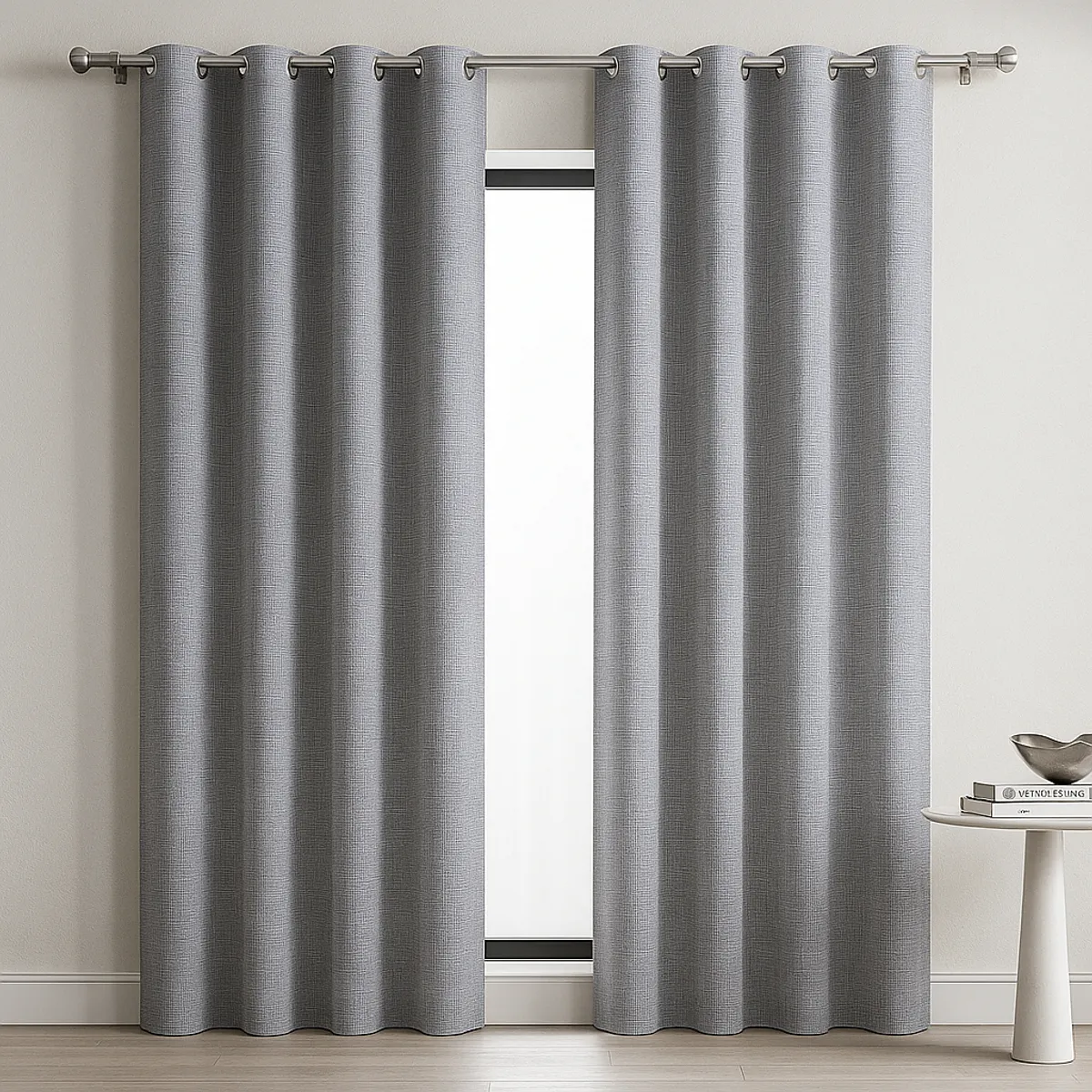 ARMONIA - Cortina Decorativa Blackout Gris 2 Paños Forro Blanco N°103