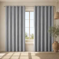 ARMONIA - Cortina Gris Forro Blanco Blackout 2 Paños Decorativa N°103