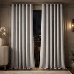 ARMONIA - Cortina Opaca 2 Paños Gris y Forro Negro N°106