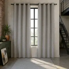 ARMONIA - Cortina Decorativa Gris Blackout Forro Negro 2 Paños N°121