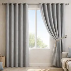 ARMONIA - Cortina Blackout Gris con Forro Negro 2 Paños Decorativa N°121