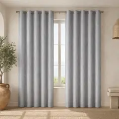 ARMONIA - Cortina Blackout 2 Paños Gris Decorativa Forro Blanco N°103