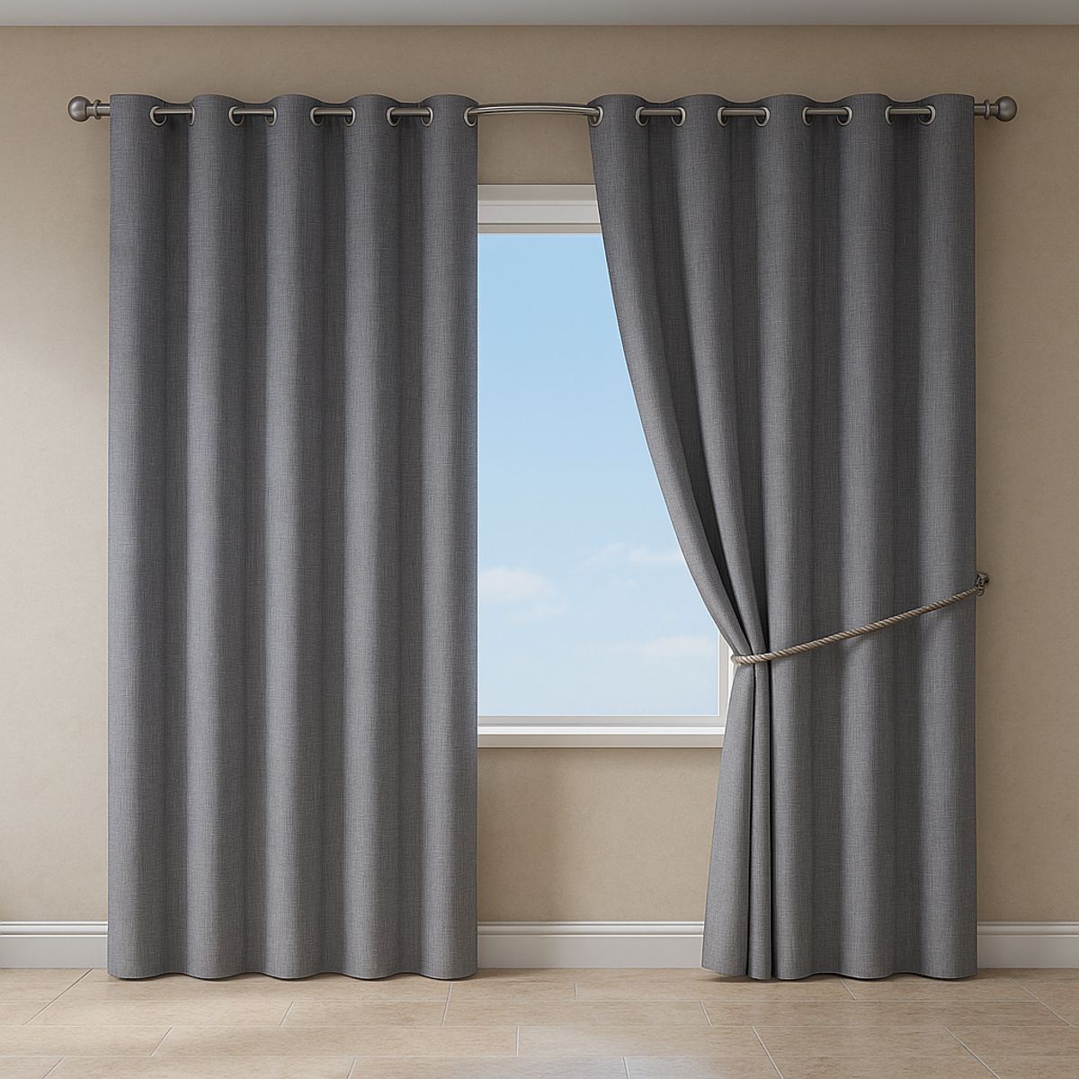 ARMONIA - Cortina Blackout 2 Paños Gris con Forro Blanco N°108