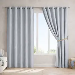 ARMONIA - Cortina Decorativa Gris Blackout Forro Blanco 2 Paños N°113
