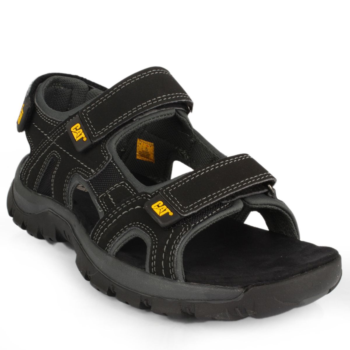CAT - Sandalia Cuero Hombre Giles Negro CAT