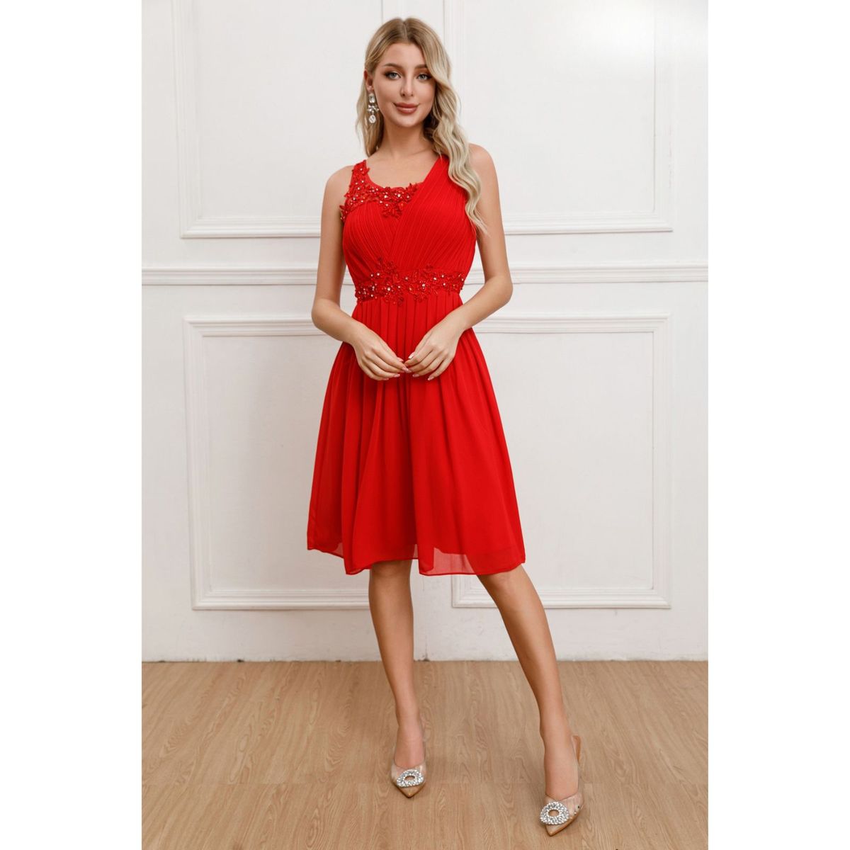 LIKE SHOP - Vestido Mujer Fiesta Gala Noche Formal Calidad Premium Aplicaciones 052