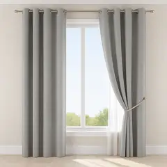 ARMONIA - Cortina Blackout Gris 2 Paños Decorativa Forro Negro N°121