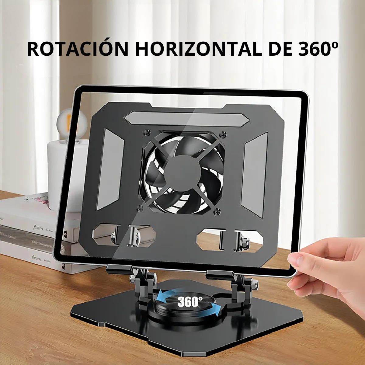IRM - Soporte Plateado Alzador Tablet Ipad Con Reducción De Calor Ventilador 4-16