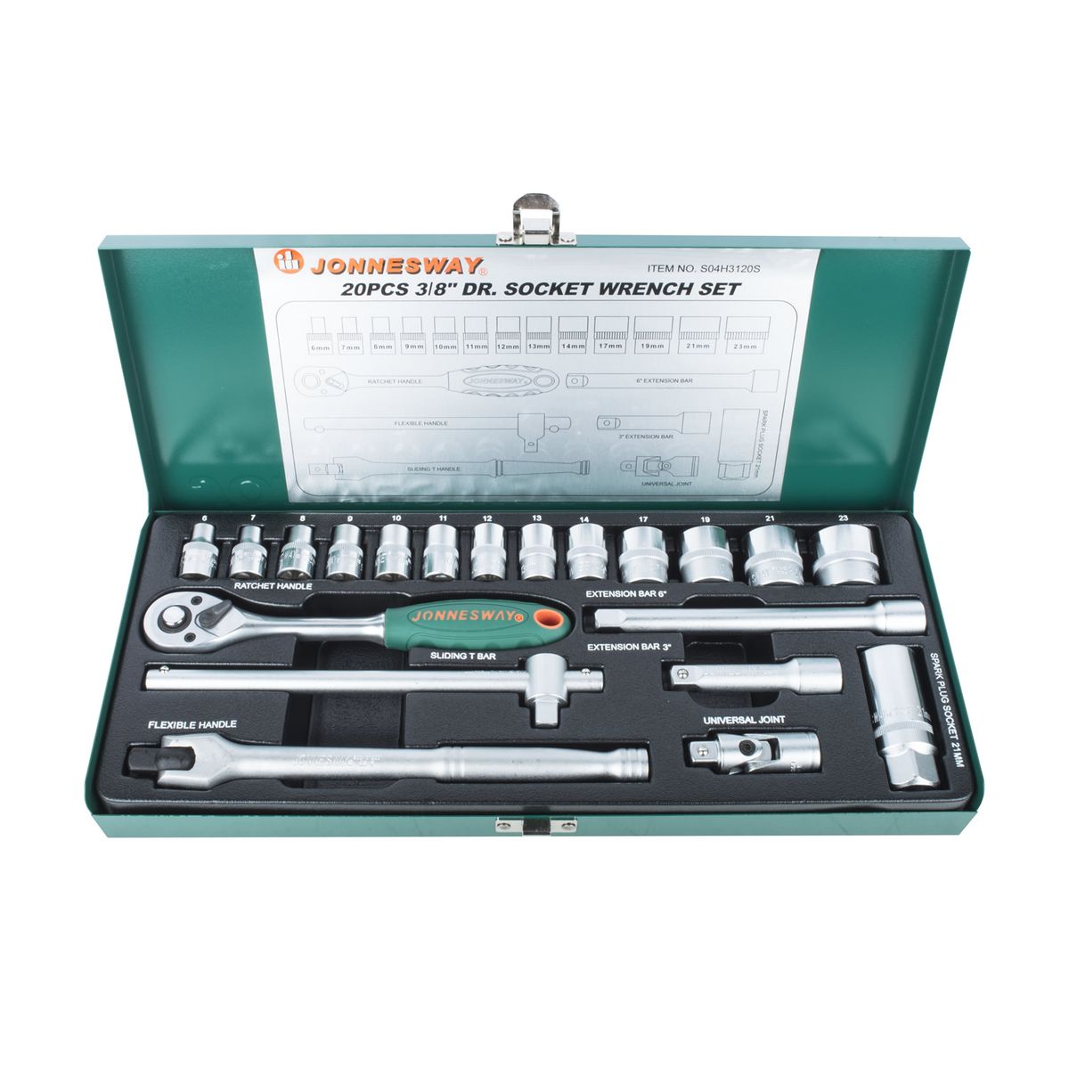 JONNESWAY - Juego de dados 3/8" 20 piezas s04h3120s