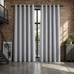 ARMONIA - Cortina 2 Paños Gris Decorativa Blackout Forro Negro N°121