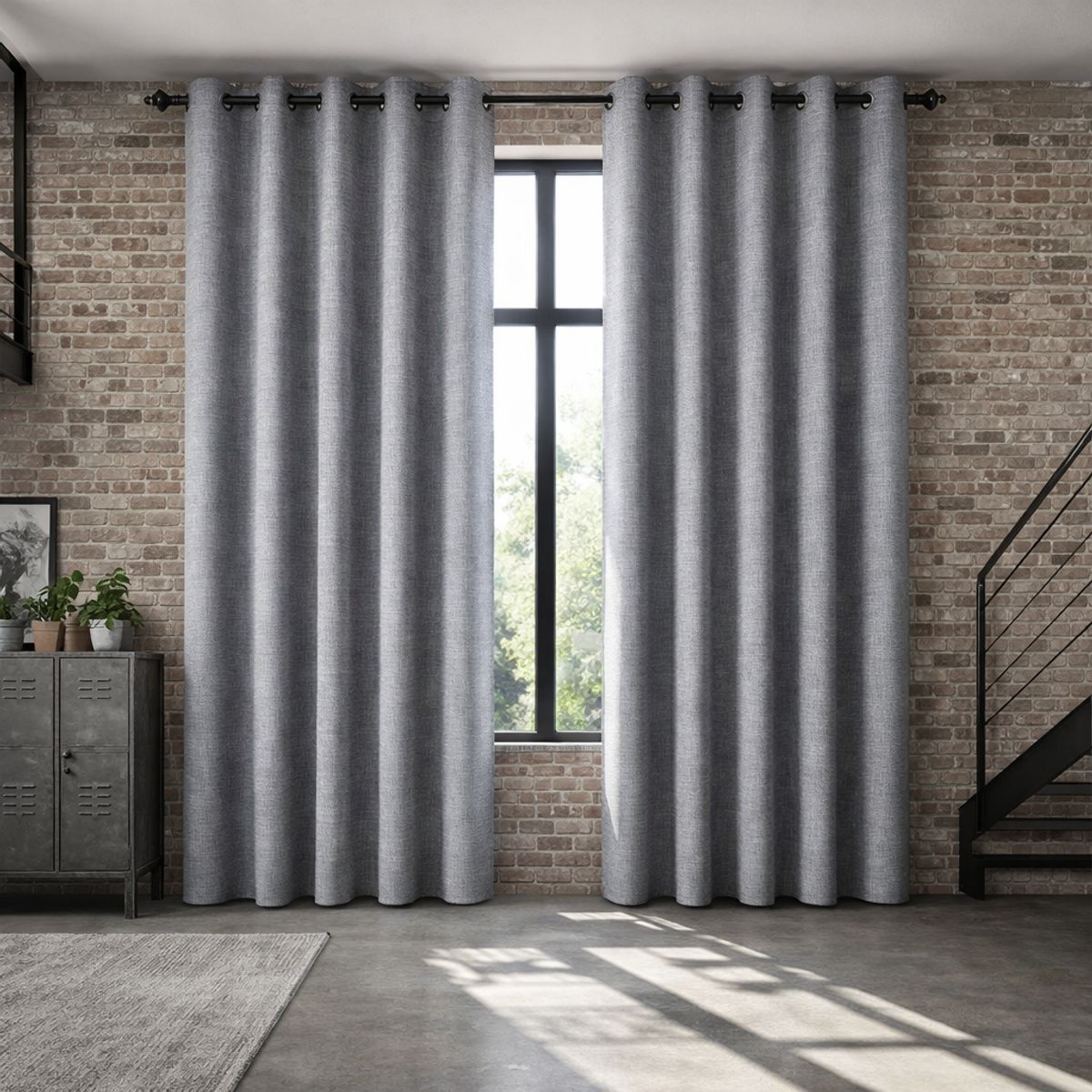 ARMONIA - Cortina Blackout Gris Forro Blanco con 2 Paños N°108