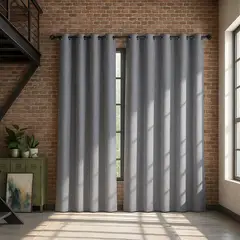 ARMONIA - Cortina Gris Blackout Decorativa Forro Blanco 2 Paños N°103