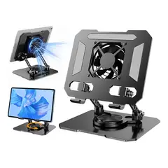 IRM - Soporte Negro Alzador Tablet Ipad Con Reducción De Calor Ventilador 4-16