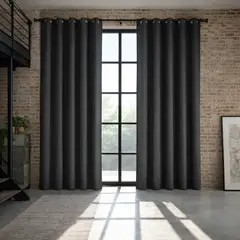 ARMONIA - Cortina Opaca 2 Paños Gris Oscuro y Forro Blanco N°110