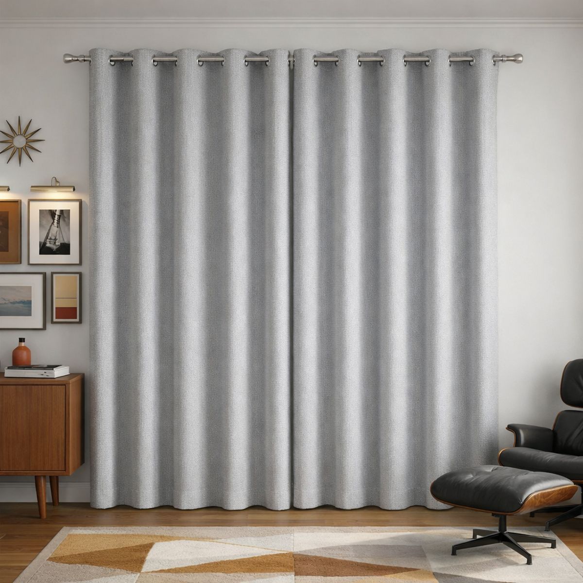 ARMONIA - Cortina Blackout Gris con Forro Negro 2 Paños N°106