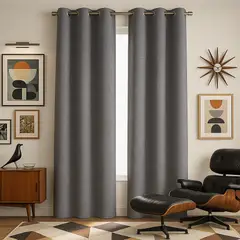 ARMONIA - Cortina Opaca Gris 2 Paños con Forro Blanco N°108