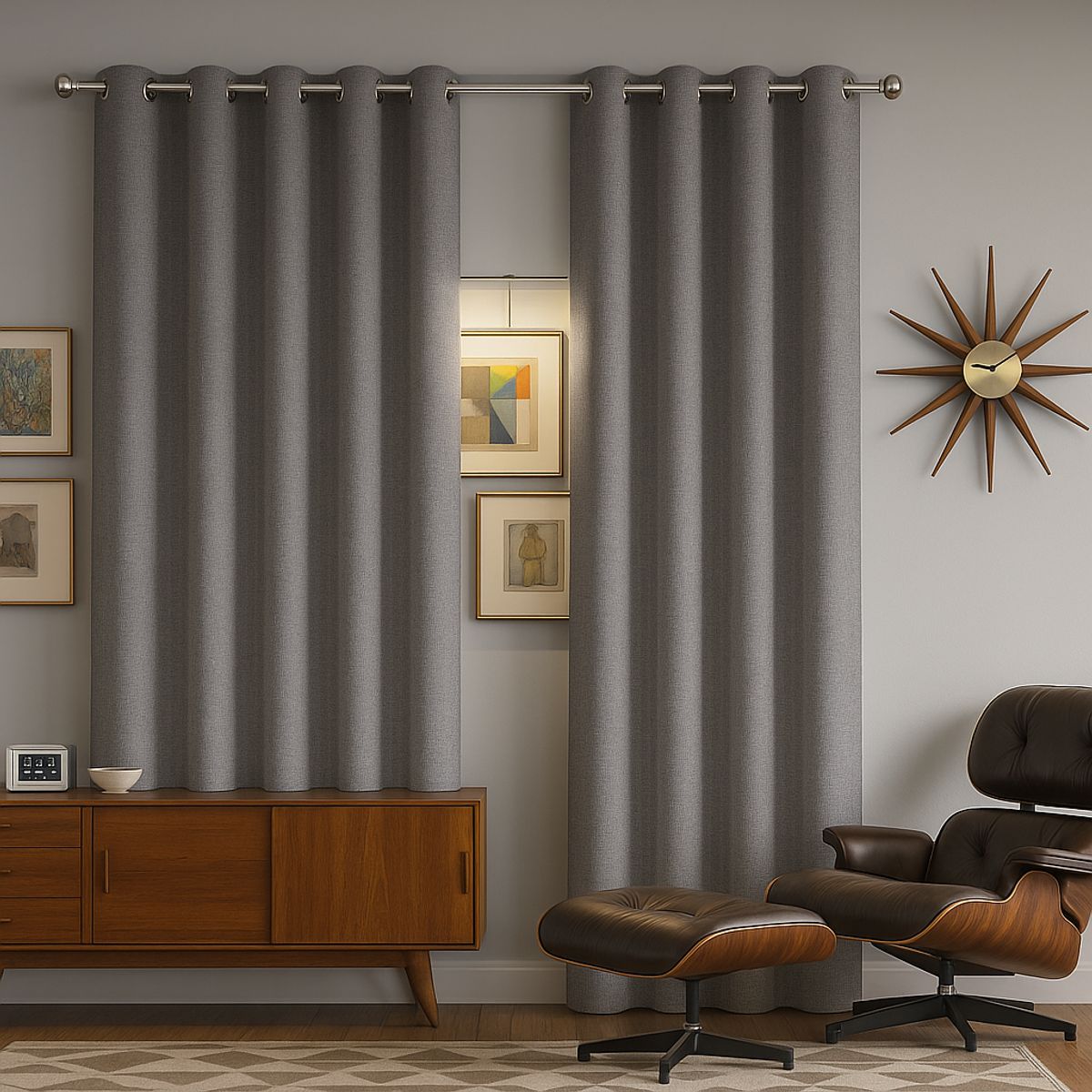 ARMONIA - Cortina Gris Blackout Forro Blanco Doble Paño N°108