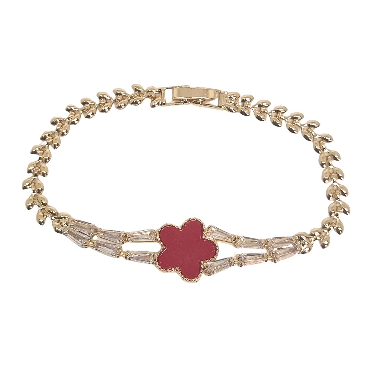 JOYAS LANDEROS - Pulsera Trébol Petalos Enchapada en oro de 18k 18cm